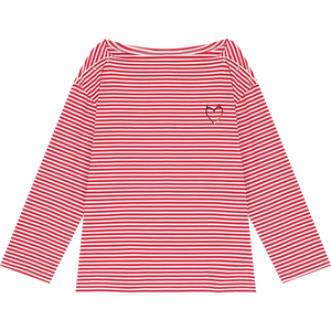 VILZSTUDIOS Monochrome Striped Love Embroidered Top