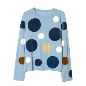 VILZSTUDIOS Adorable Blue Polka Dot Long T-Shirt
