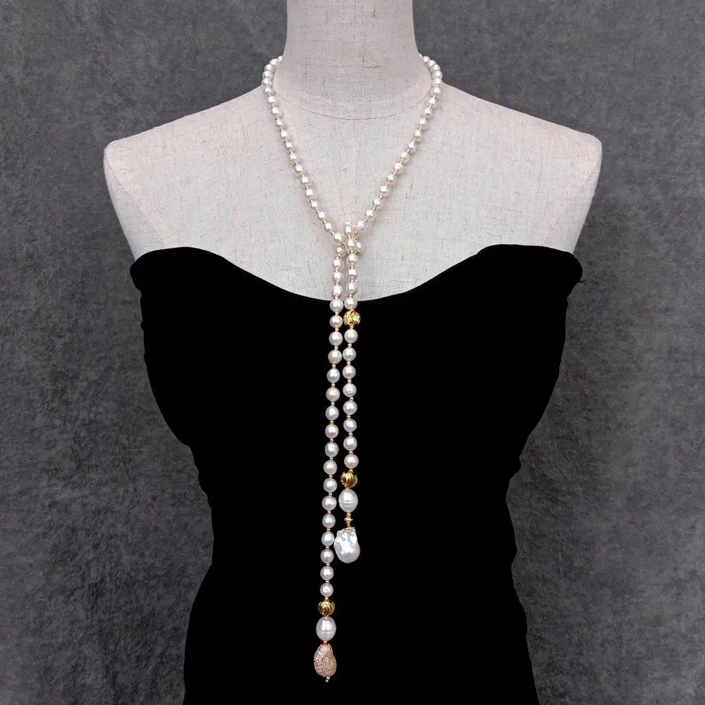 VILZSTUDIOS White Pearl Long Necklace