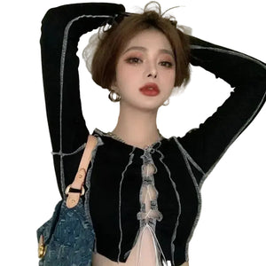 VILZSTUDIOS Gothic Aesthetic Drawstring Crop Top