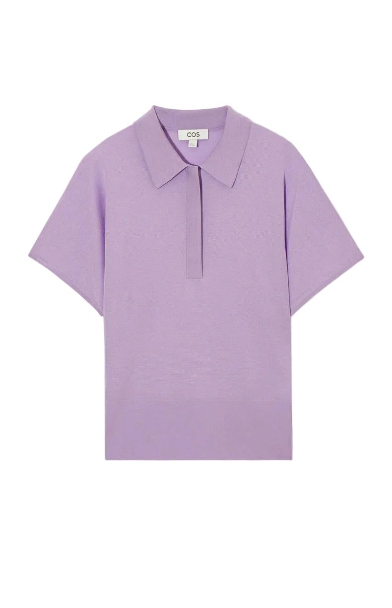 VILZSTUDIOS Lavender Knitted Polo T-Shirt