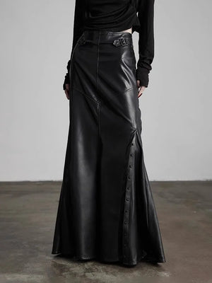 VILZSTUDIOS Luxury Black Soft PU Leather Skirt