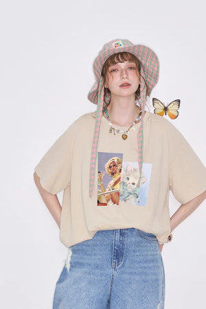 VILZSTUDIOS Retro Printed Loose Casual T-Shirt