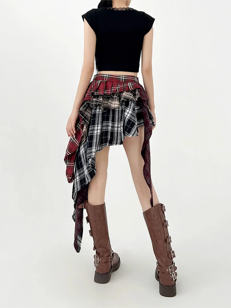 VILZSTUDIOS Plaid Vintage A-Line Skirt Retro