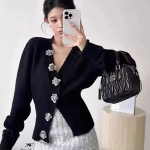 VILZSTUDIOS Floral Knitted Wool Cardigan