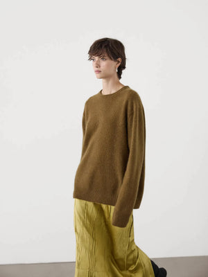 VILZSTUDIOS Brown Slouchy Round Neck Sweater