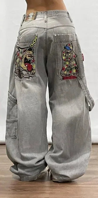 Einfarbige, verwaschene Baggy-Jeans