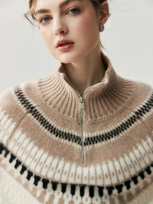 VILZSTUDIOS Luxury Cashmere Zipper Turtleneck Sweatshirt
