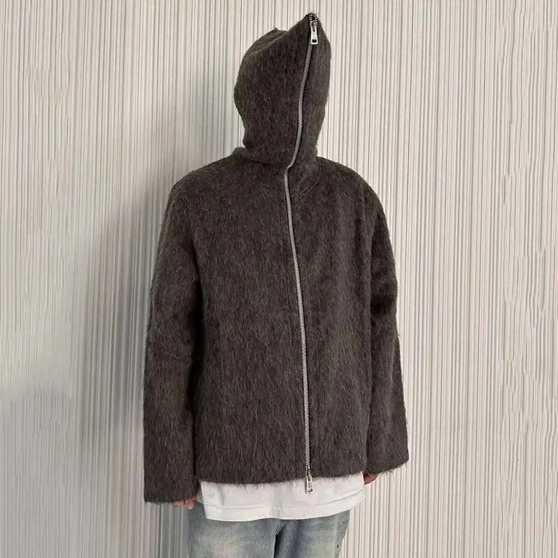 VILZSTUDIOS Knitted Hooded Zipper Cardigan