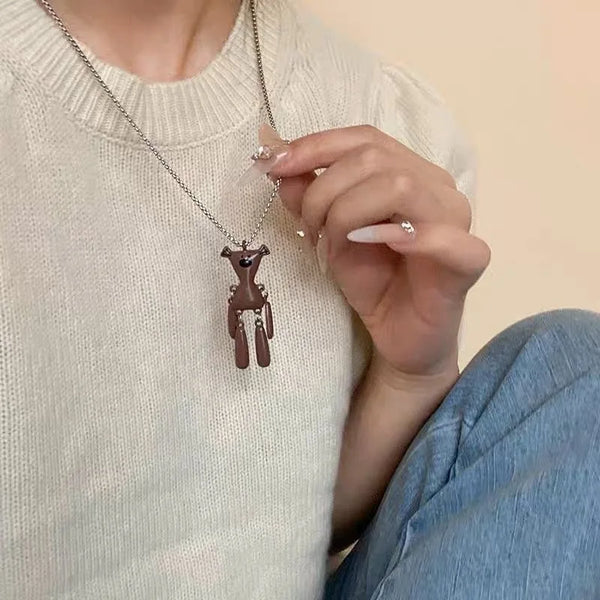 Curry Bear Vintage Pendant Necklace