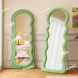 VILZSTUDIOS JC Wave full-body mirror Floor  Ultra-clear and non-deforming fitting Cream wind full-length Special-shaped mirror