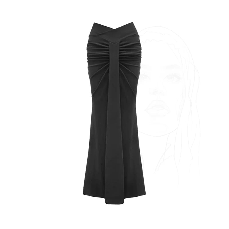 VILZSTUDIOS Dark Grey Vintage Aesthetic Trumpet Skirt