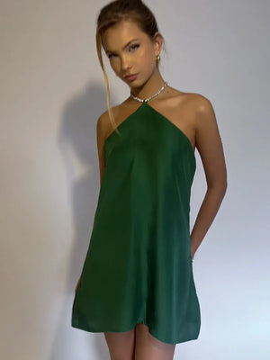 VILZSTUDIOS Sparkle Halter Backless Sexy Mini Dress