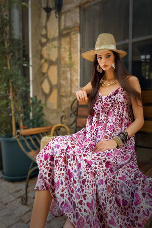 VILZSTUDIOS Zebra Print Spaghetti Strap Backless Dress