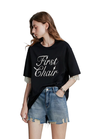 VILZSTUDIOS Stylish Short Lace Sleeve T-Shirt