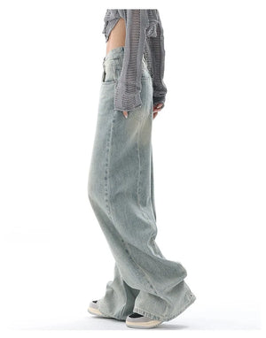 VILZSTUDIOS Vintage Distressed Wide Leg Jeans