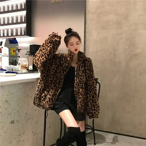 VILZSTUDIOS Leopard Print Fuzzy Jacket