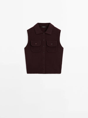 VILZSTUDIOS Classic Burgundy Knitted Vest