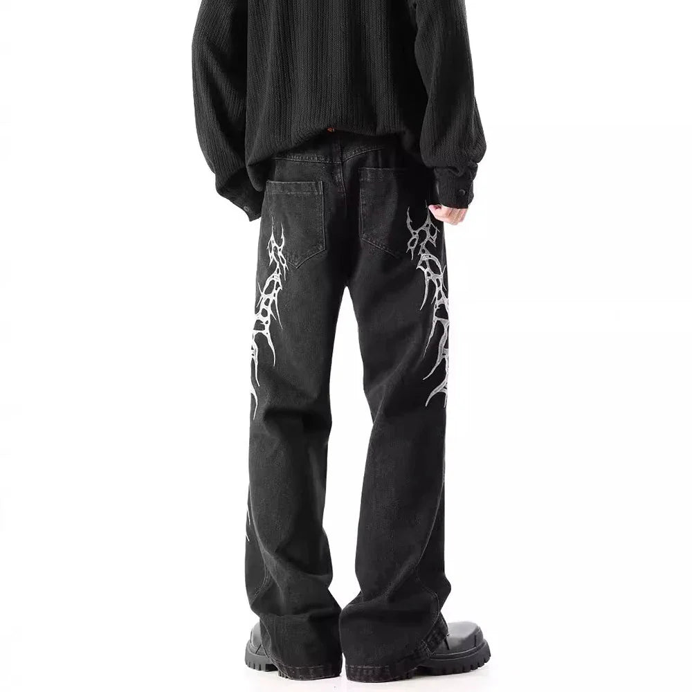 VILZSTUDIOS Heavy Embroidery Loose Straight Y2K Jeans