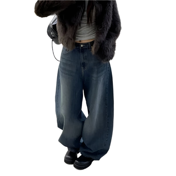 Vintage Baggy Blau Weite Jeans