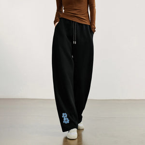 VILZSTUDIOS Green Velvet Embroidered Drawstring Sweatpants