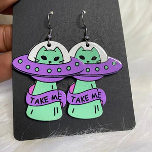 VILZSTUDIOS Unique Acrylic UFO Cat Earrings