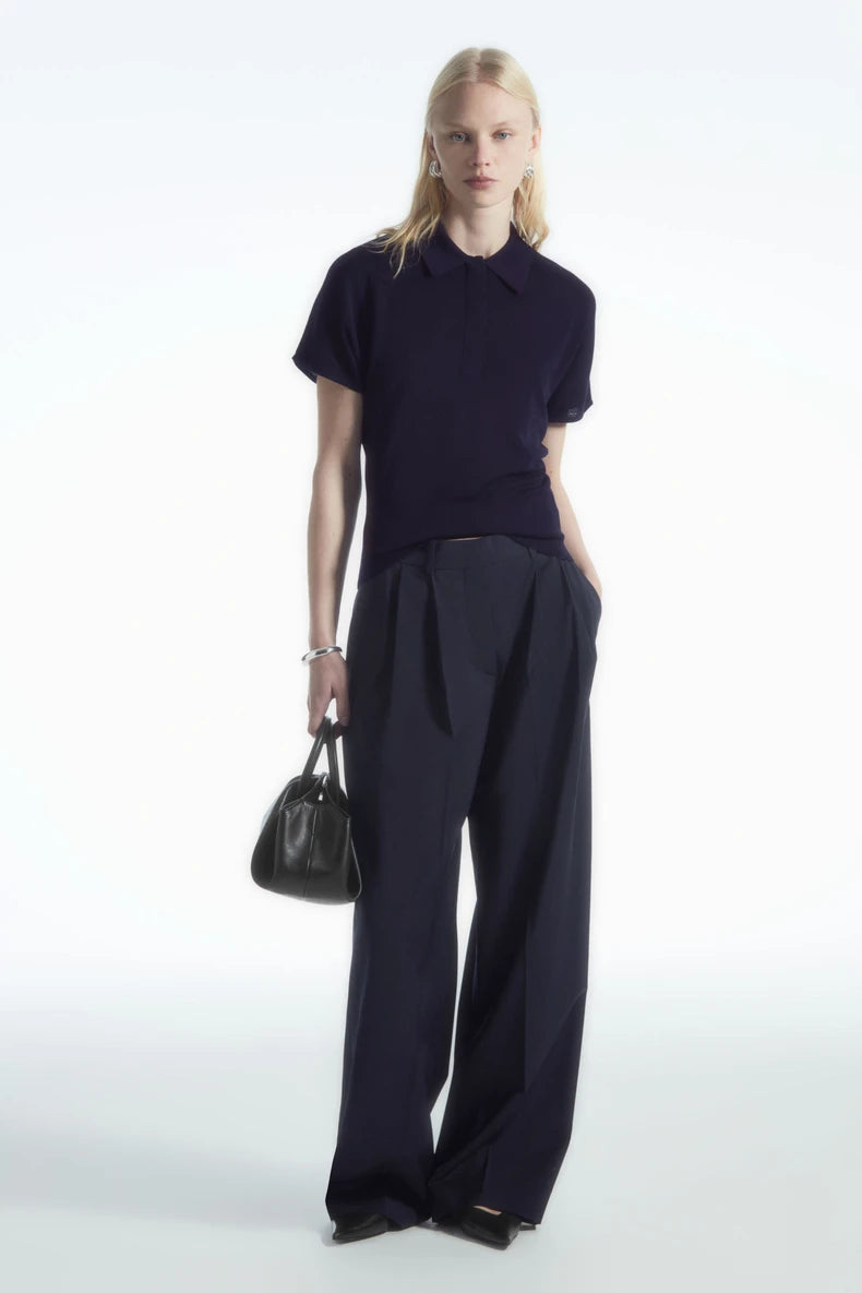 VILZSTUDIOS Navy Polo Collar T-Shirt
