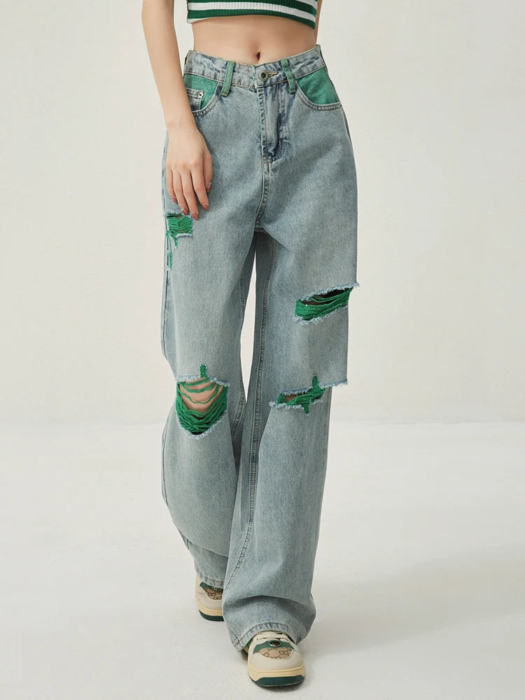 VILZSTUDIOS High Waist Wide Leg Ripped Jeans
