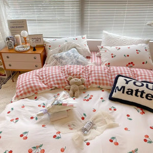 VILZSTUDIOS Soft Cherry Floral Duvet Cover Bedding Set
