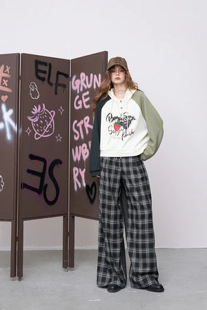 VILZSTUDIOS Streetwear Plaid Wide Leg Lounge Pants