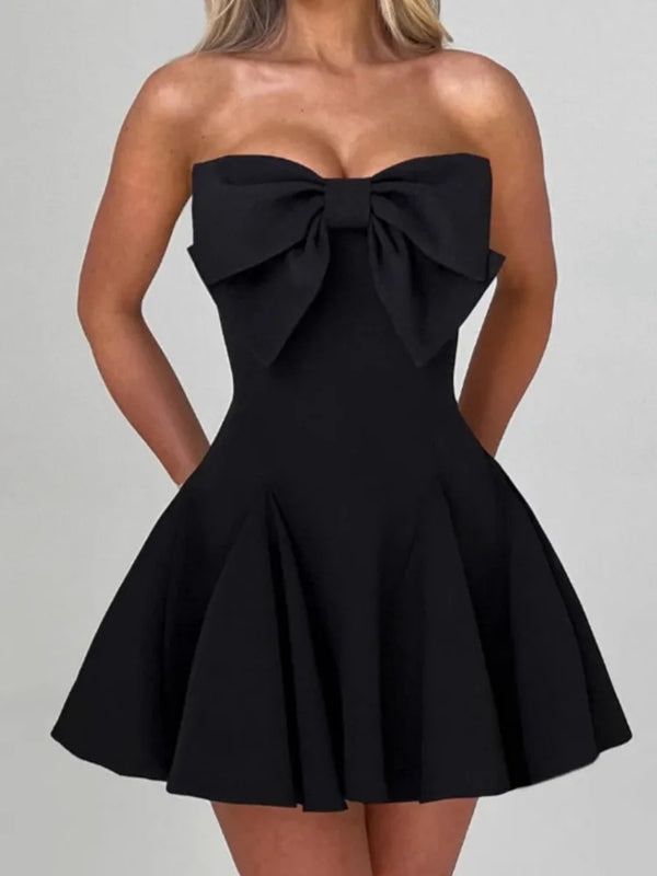 Strapless Bow Backless Mini Dress