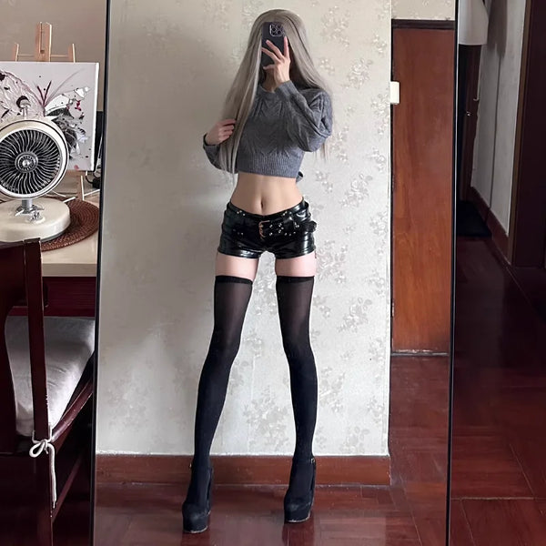Black Gothic Vintage PU Leather Pants