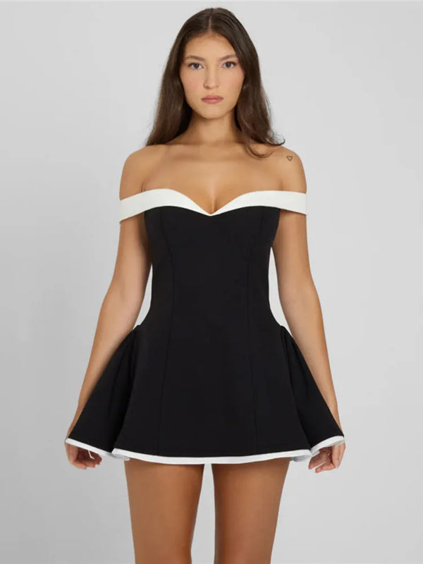 Sultry Strapless Patchwork A-Line Mini Dress