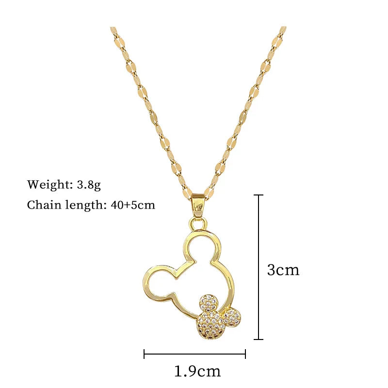 VILZSTUDIOS Disney Hollow Mickey Mouse Zircon Pendant Necklace