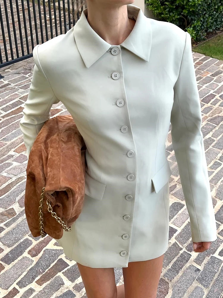 VILZSTUDIOS Elegant Button Down Blazer Dress Womens