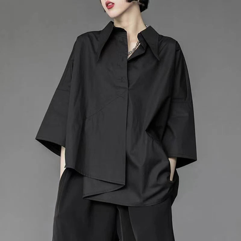 VILZSTUDIOS Chic Gothic Chiffon Black Shirt