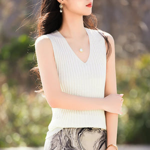 VILZSTUDIOS Casual Knitted Wool V-Neck Vest