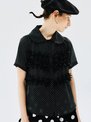 VILZSTUDIOS Black Polka Dot Lapel Shirt