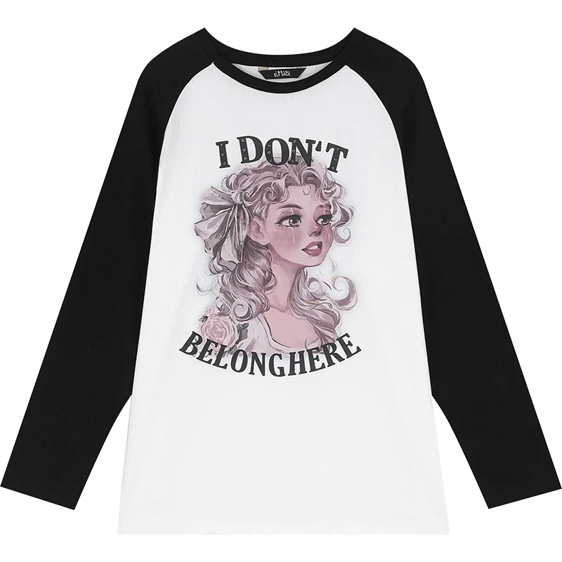 VILZSTUDIOS Color Block Cartoon Print Long Sleeve Top