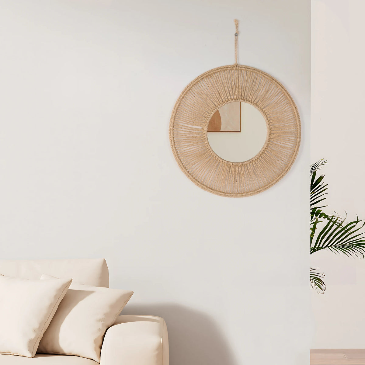 VILZSTUDIOS Handmade hemp rope mirror decoration mirror living room background decoration hallway shopping mall famous hotel wall decor