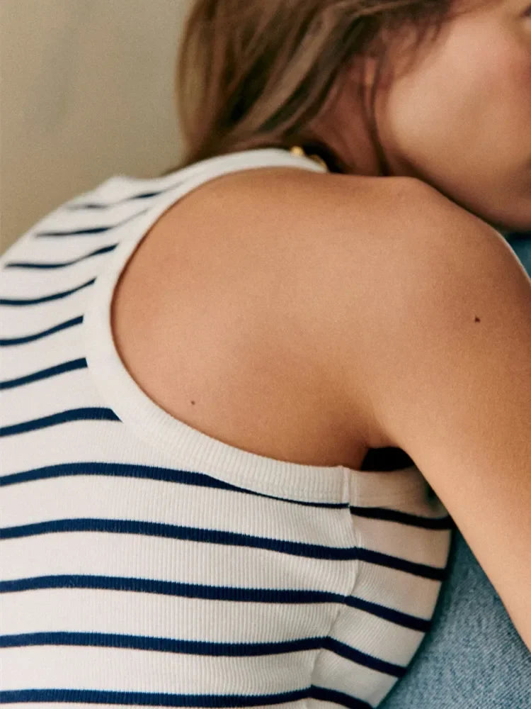 VILZSTUDIOS Sexy Slim Striped Tank Top