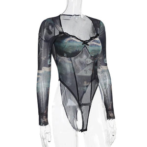 VILZSTUDIOS Dark Retro Mesh Long Sleeve Bodysuit