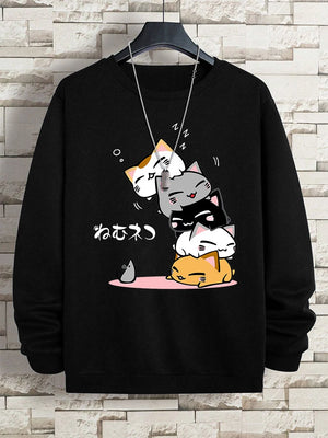 VILZSTUDIOS Cute Sleepy Stacked Cats Sweater