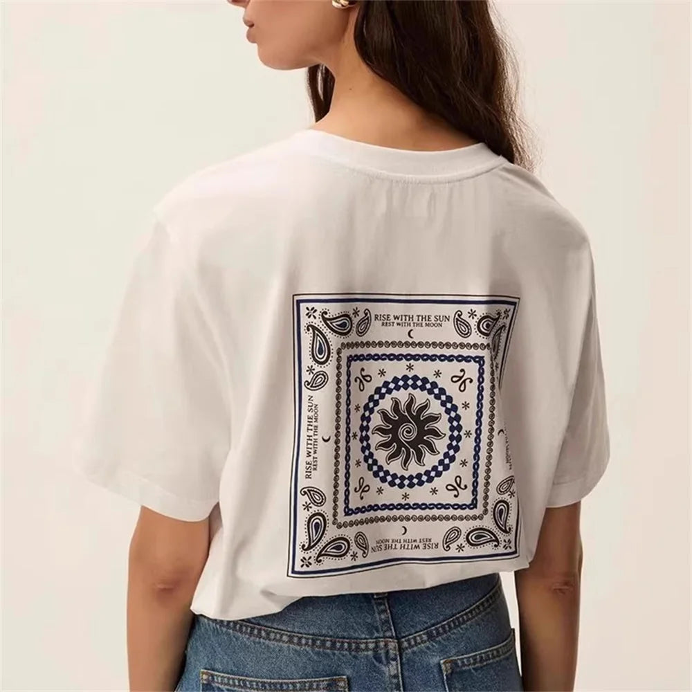 VILZSTUDIOS Square Cashew Print Cotton T-Shirt