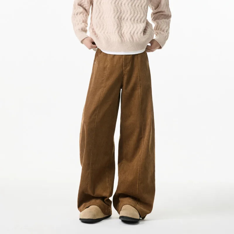 VILZSTUDIOS Beige Oversized Straight Corduroy Pants