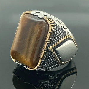 VILZSTUDIOS Yellow Black Stone Personality Silver Ring