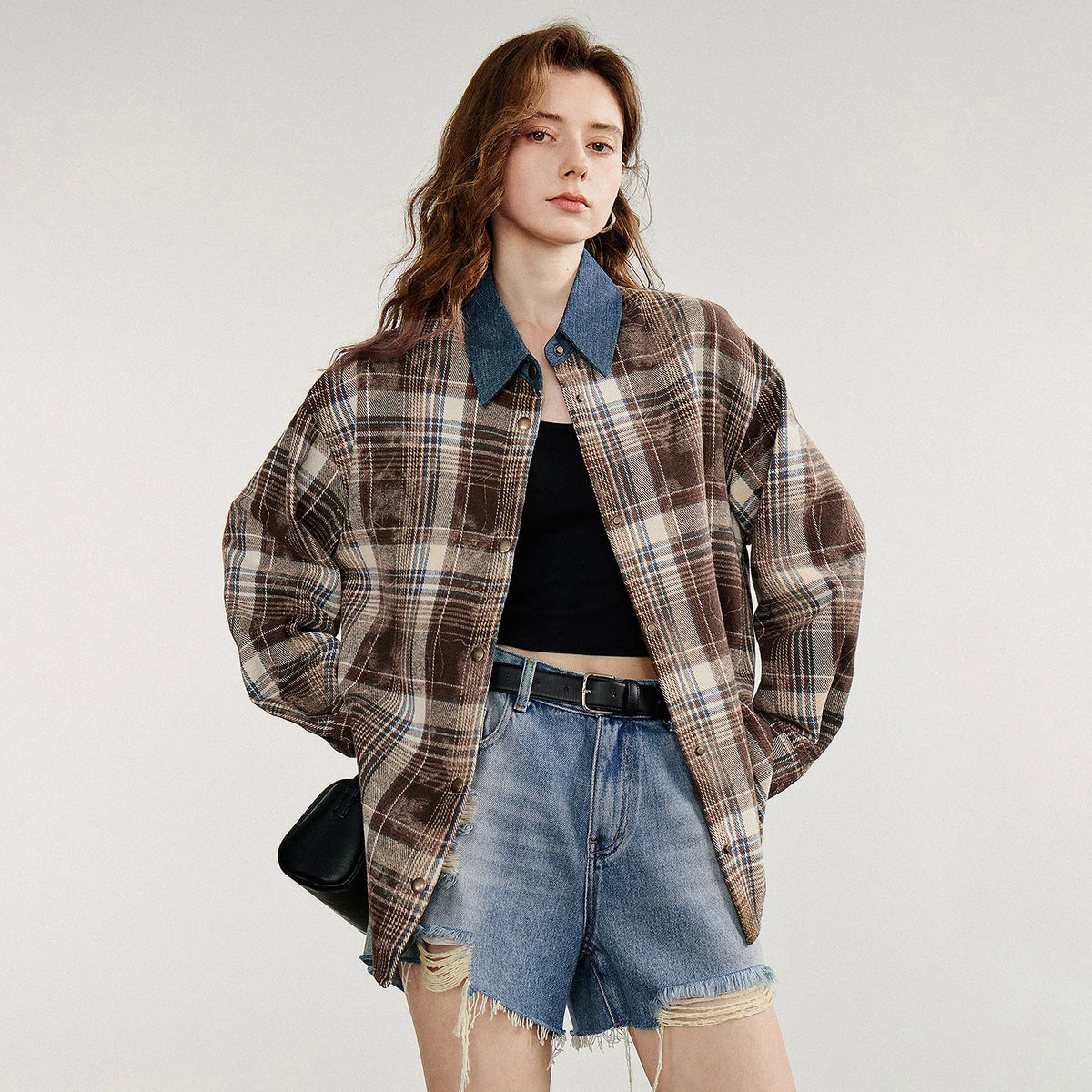 VILZSTUDIOS Retro Plaid Long Sleeve Shirt
