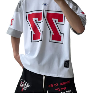 VILZSTUDIOS Contrast American Style Sport Jersey T-Shirt