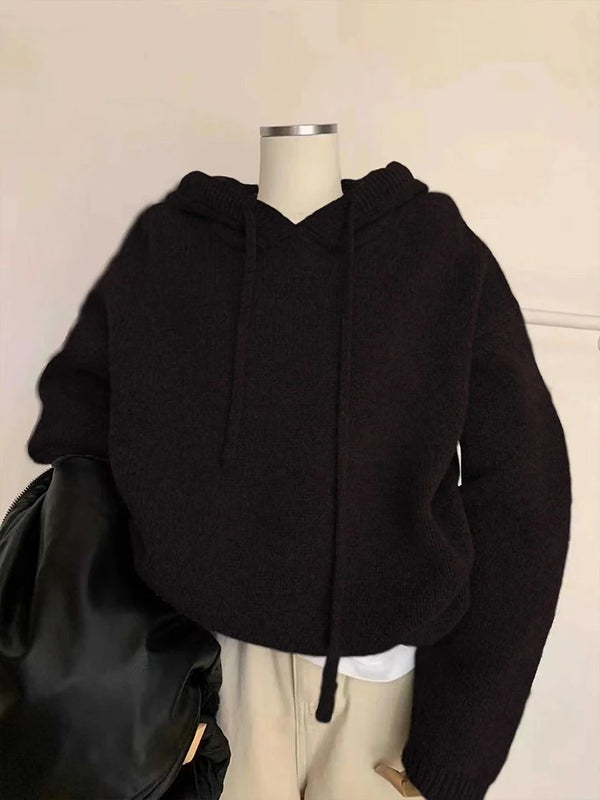 Cozy Loose Knit Cropped Hoodie