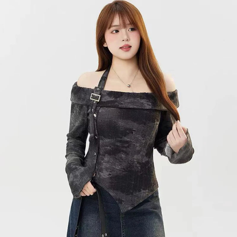 VILZSTUDIOS Sexy Off-Shoulder Tie Dye Top